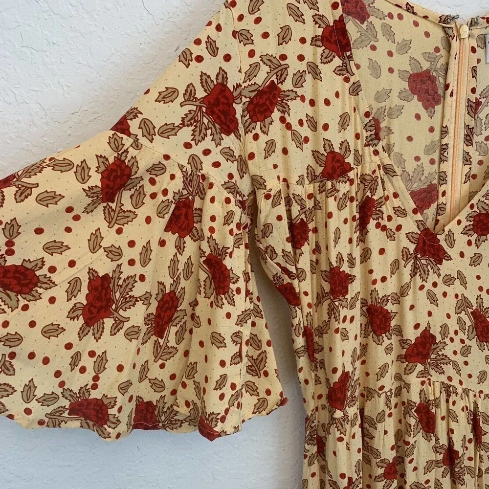 Faithful The Brand x Anthropologie Womens Size 2 Dress Melia‎ Midi Boho Floral